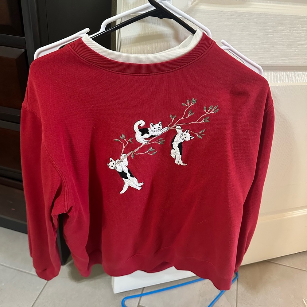 Cat embroidered sweater